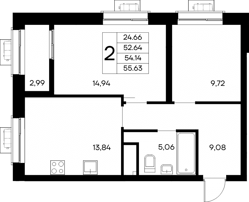 2-к, 55.63 м² · Новый Судак