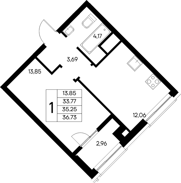1-к, 36.73 м² · Новый Судак
