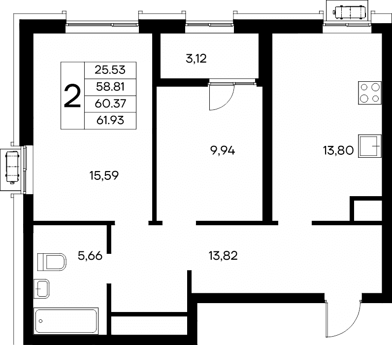 2-к, 61.93 м² · Новый Судак