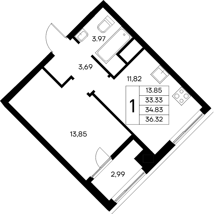 1-к, 36.32 м² · Новый Судак