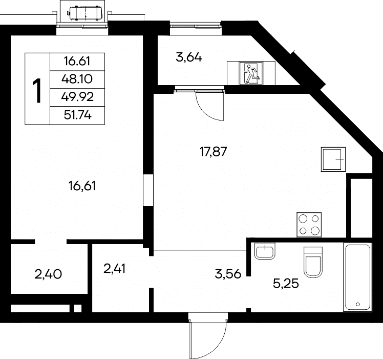 1-к, 51.74 м² · Новый Судак