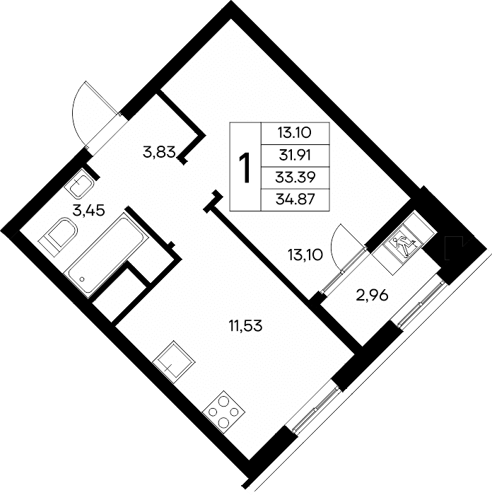 1-к, 34.87 м² · Новый Судак
