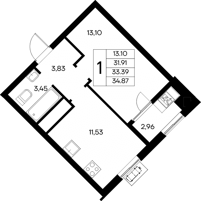 1-к, 34.87 м² · Новый Судак