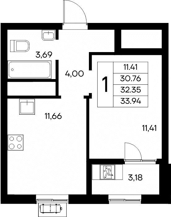 1-к, 33.94 м² · Новый Судак
