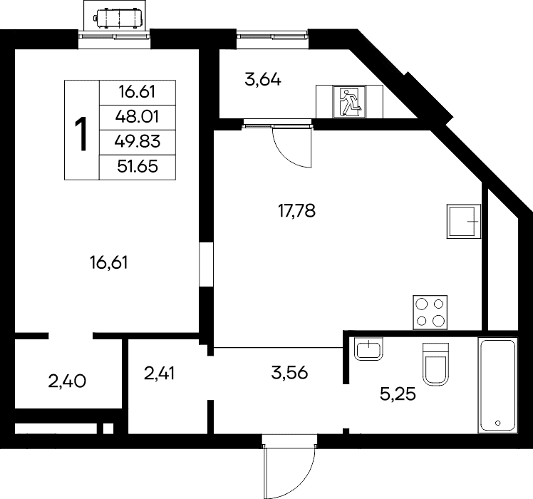 1-к, 51.65 м² · Новый Судак
