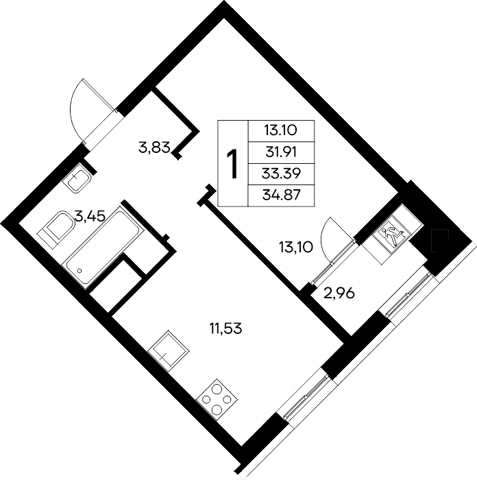 1-к, 34.87 м² · Новый Судак