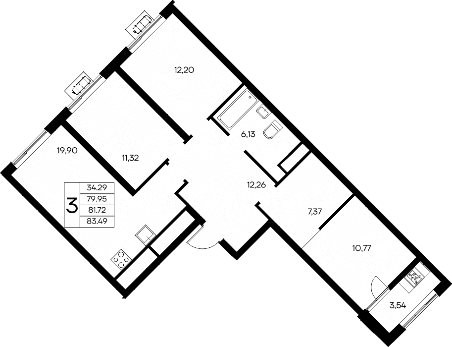 3-к, 83.49 м² · Новый Судак