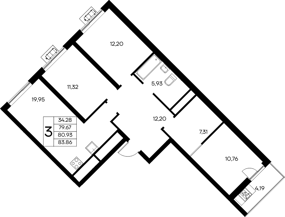 3-к, 83.86 м² · Новый Судак