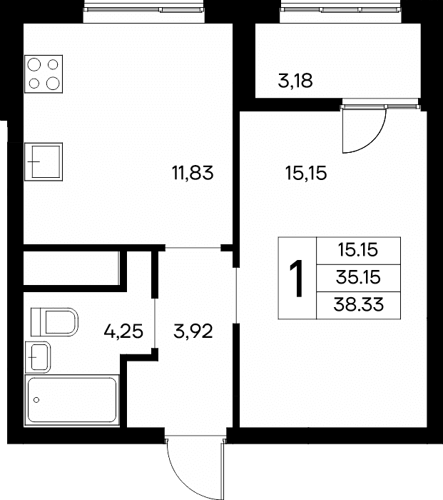 1-к, 38.33 м² · Новый Судак