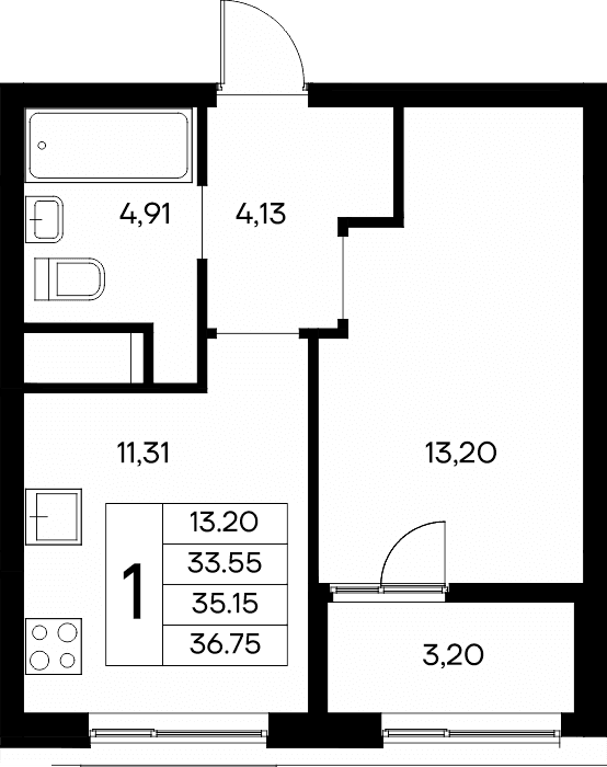 1-к, 36.75 м² · Новый Судак
