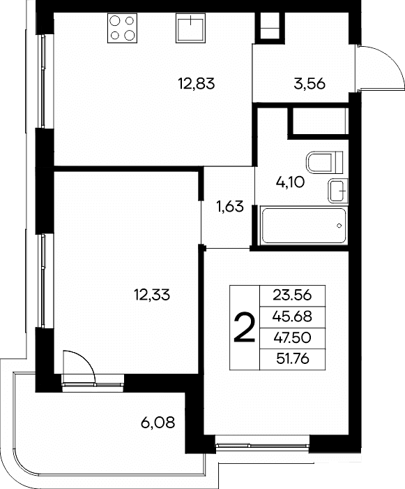 2-к, 51.76 м² · Новый Судак
