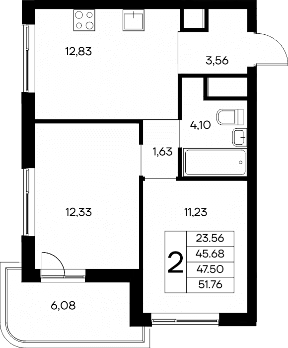 2-к, 51.76 м² · Новый Судак