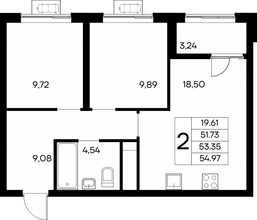 2-к, 54.97 м² · Новый Судак
