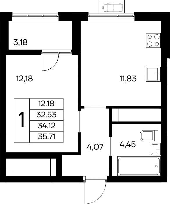1-к, 35.71 м² · Новый Судак