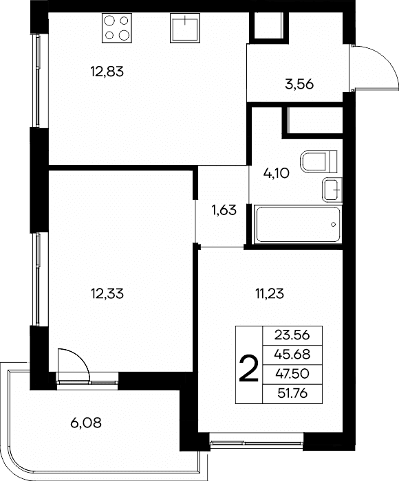 2-к, 51.76 м² · Новый Судак