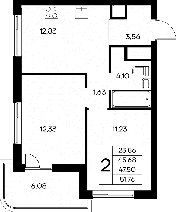 2-к, 51.76 м² · Новый Судак