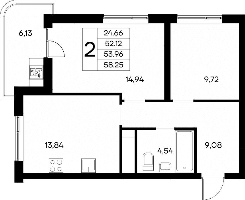 2-к, 58.25 м² · Новый Судак