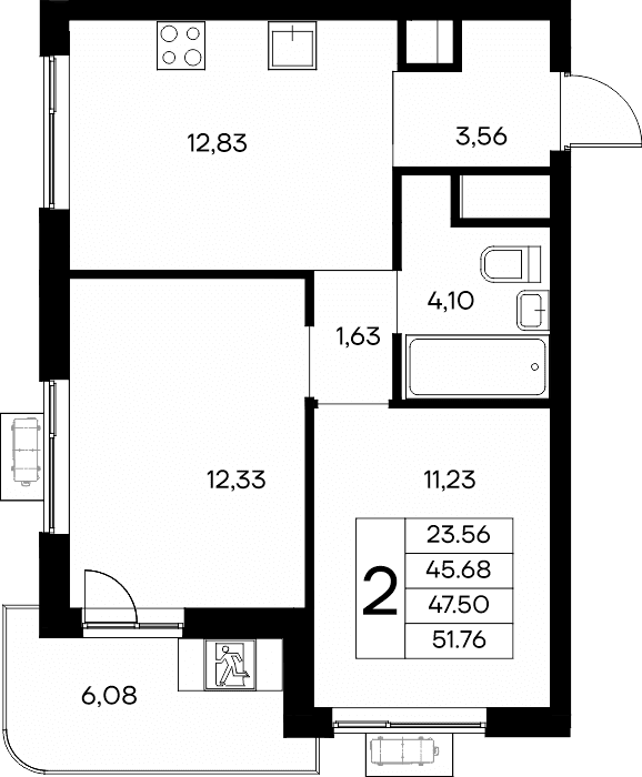 2-к, 51.76 м² · Новый Судак