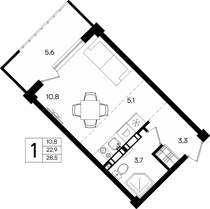1-к, 28.5 м² · Альморе