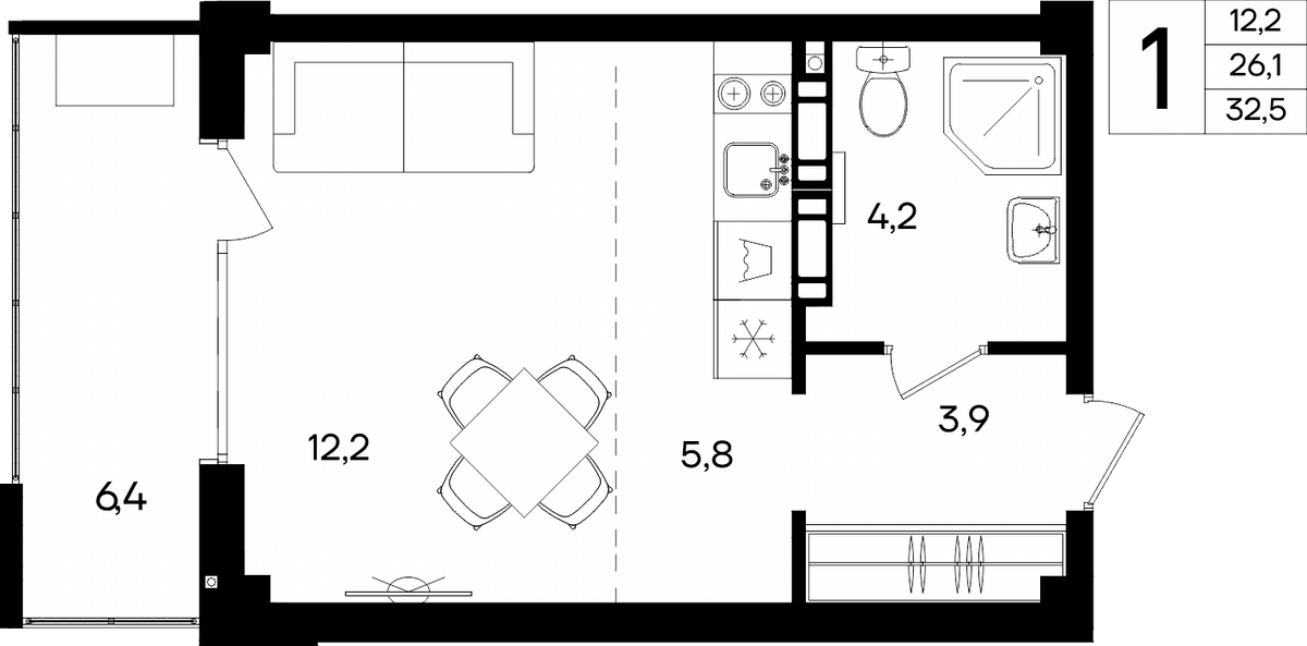 1-к, 32.5 м² · Альморе
