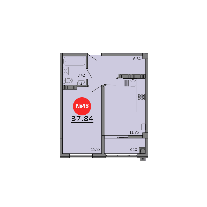 1-к, 37.84 м² · Зелёный квартал