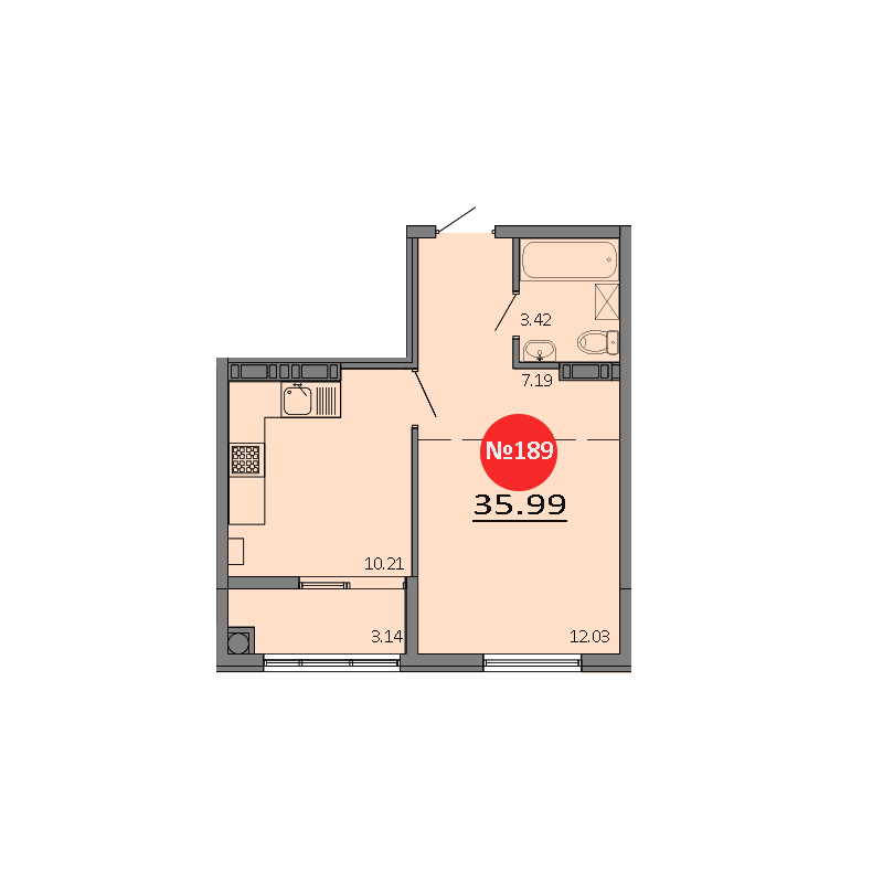 1-к, 35.99 м² · Зелёный квартал