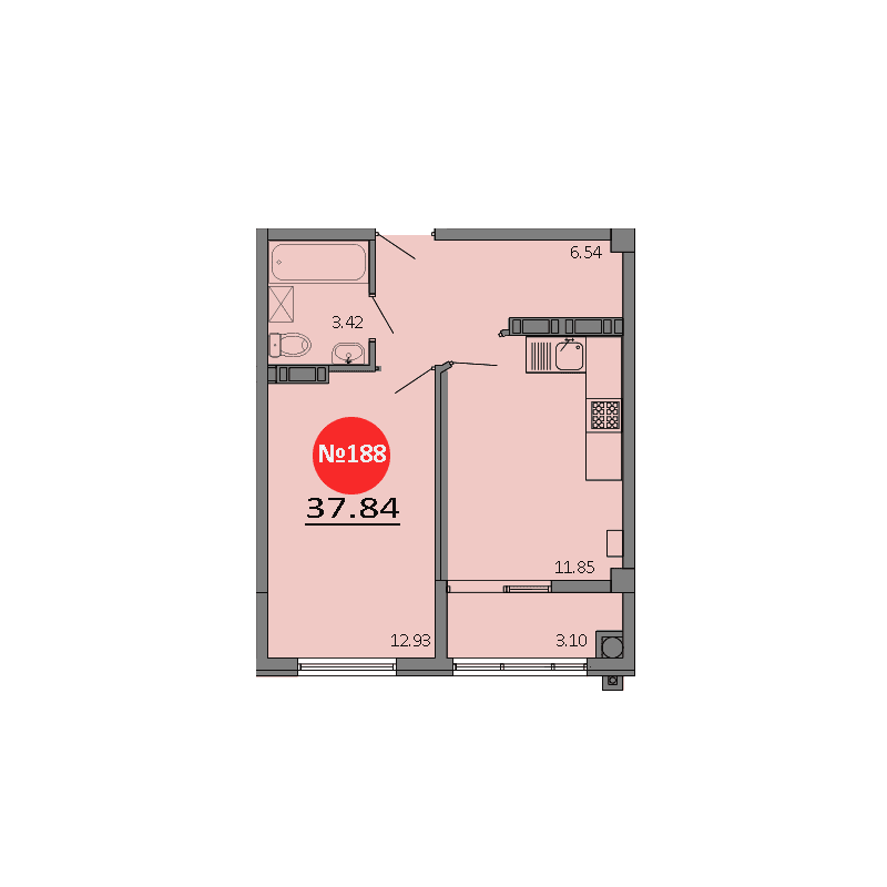 1-к, 37.84 м² · Зелёный квартал