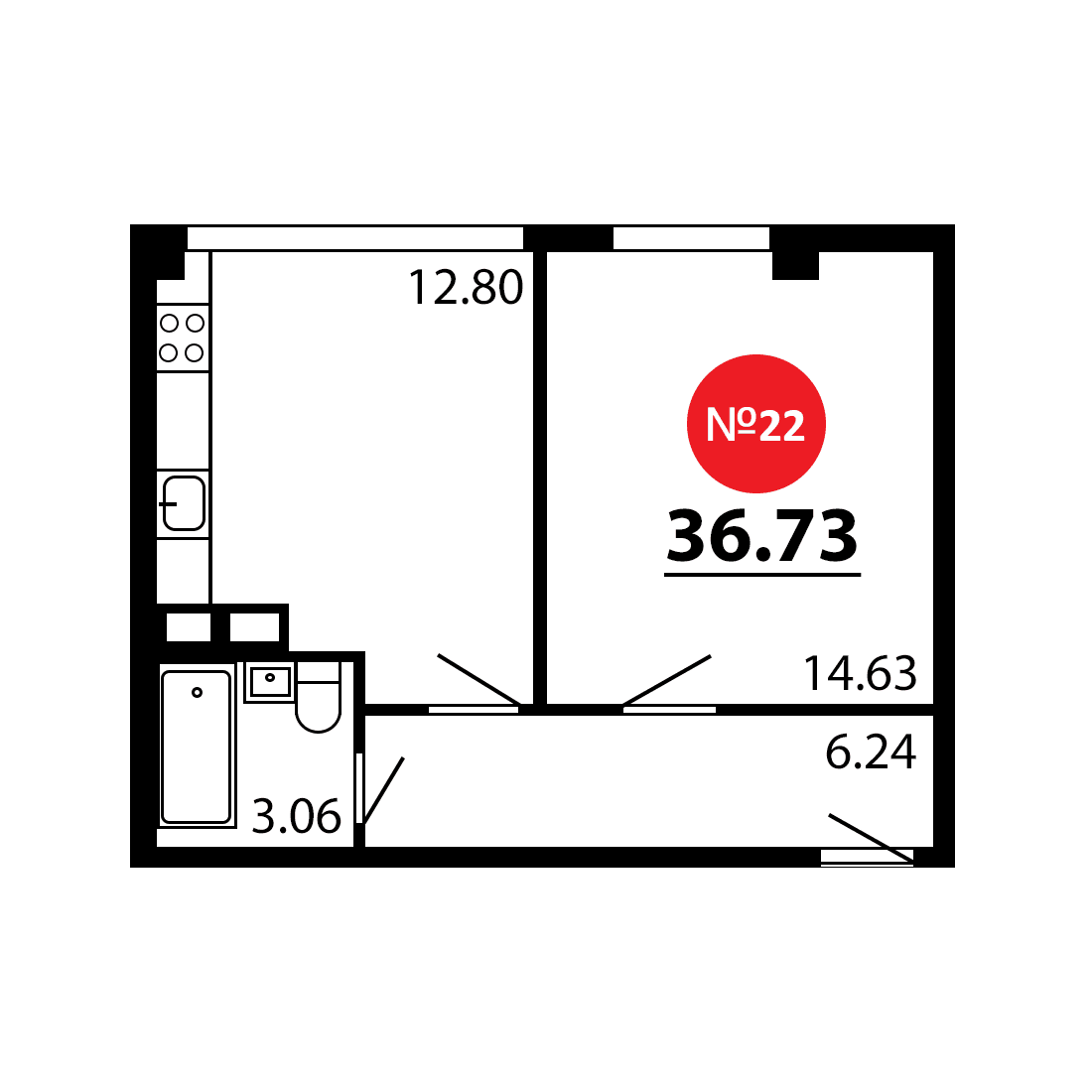 1-к, 36.73 м² · Рассвет