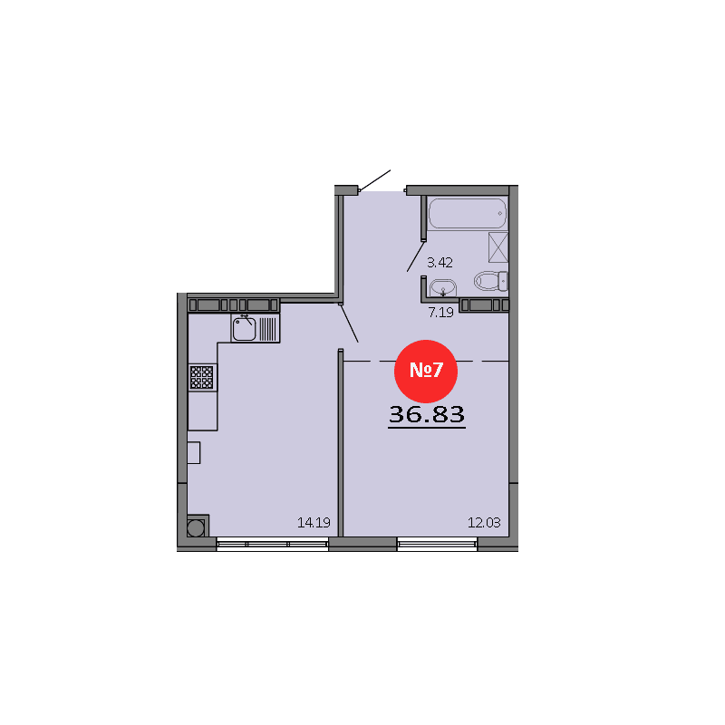 1-к, 36.83 м² · Зелёный квартал