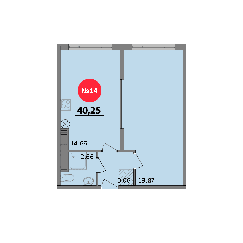 1-к, 40.25 м² · Парк Прибрежный