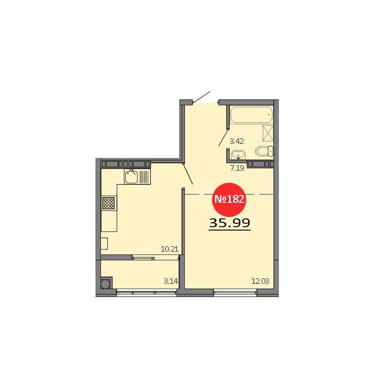 1-к, 35.99 м² · Зелёный квартал