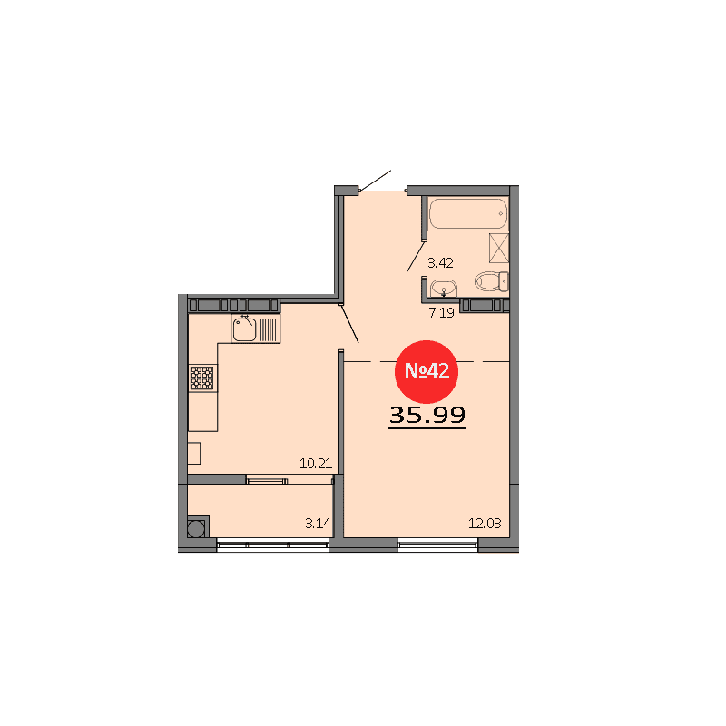 1-к, 35.99 м² · Зелёный квартал