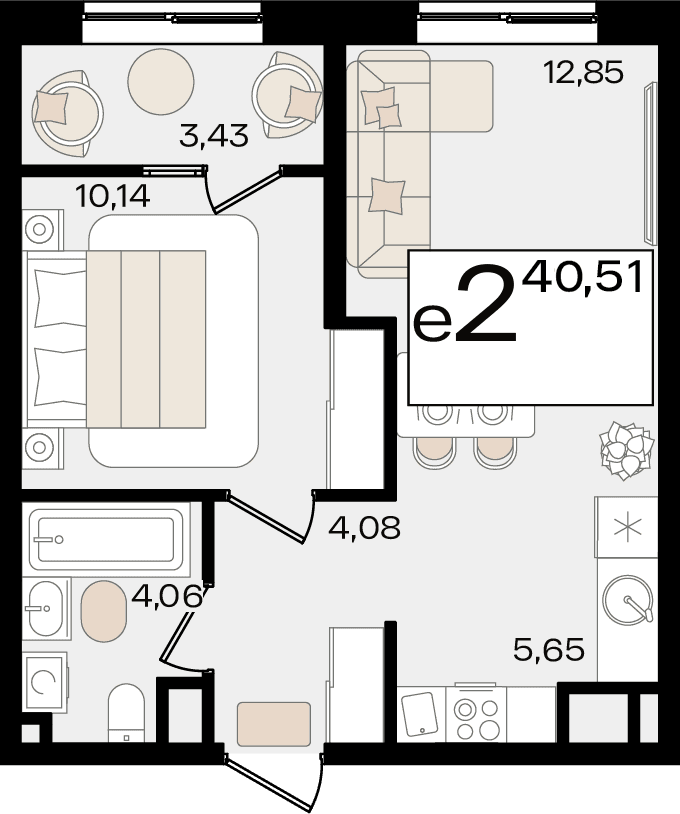 2-к, 40.51 м² · Патрики