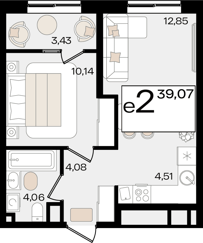 2-к, 39 м² · Патрики