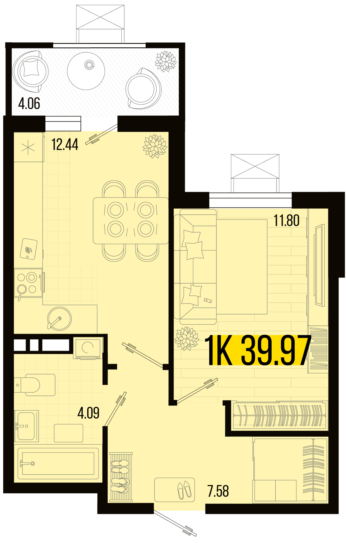 1-к, 38.35 м² · Цветной бульвар