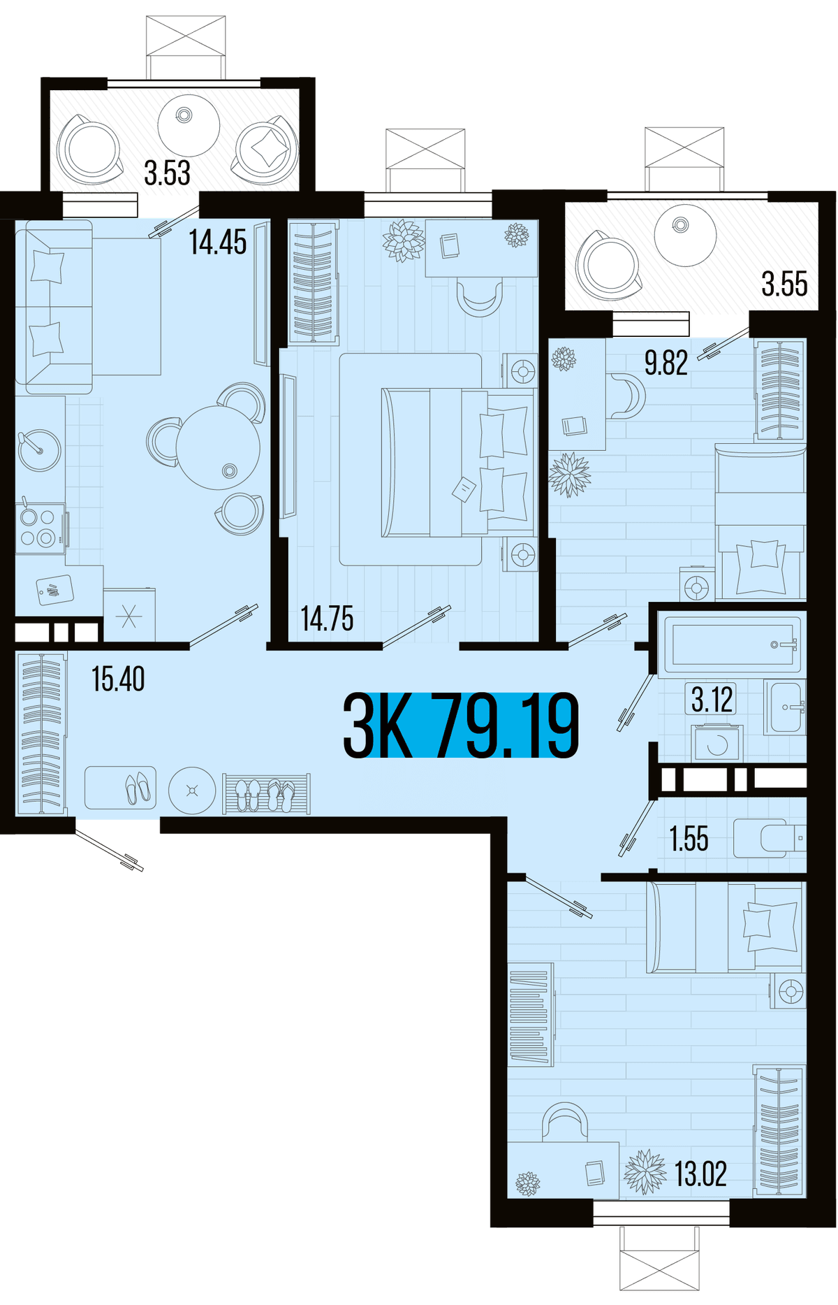 3-к, 76.25 м² · Цветной бульвар