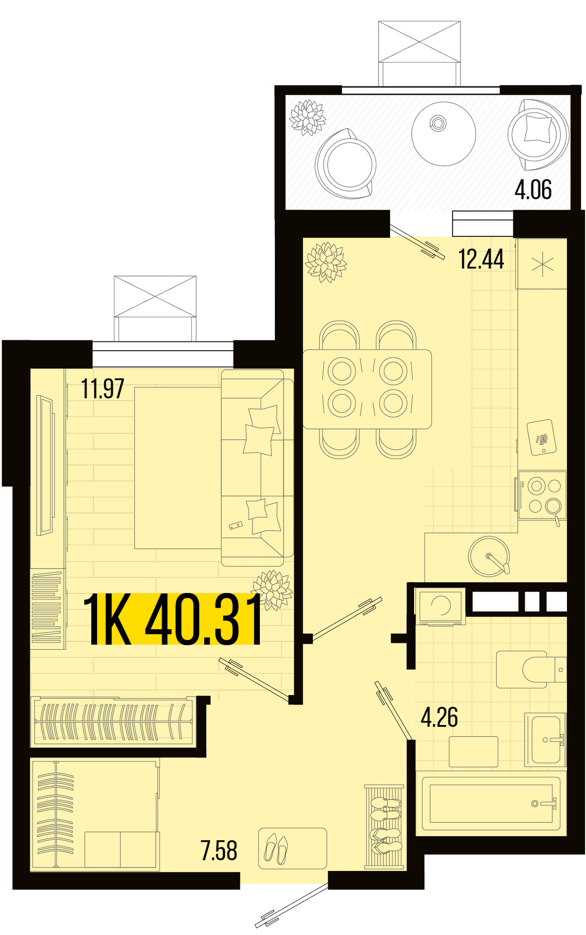 1-к, 38.28 м² · Цветной бульвар