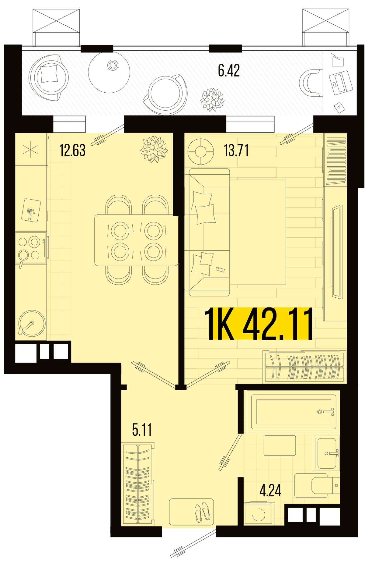 1-к, 38.9 м² · Цветной бульвар