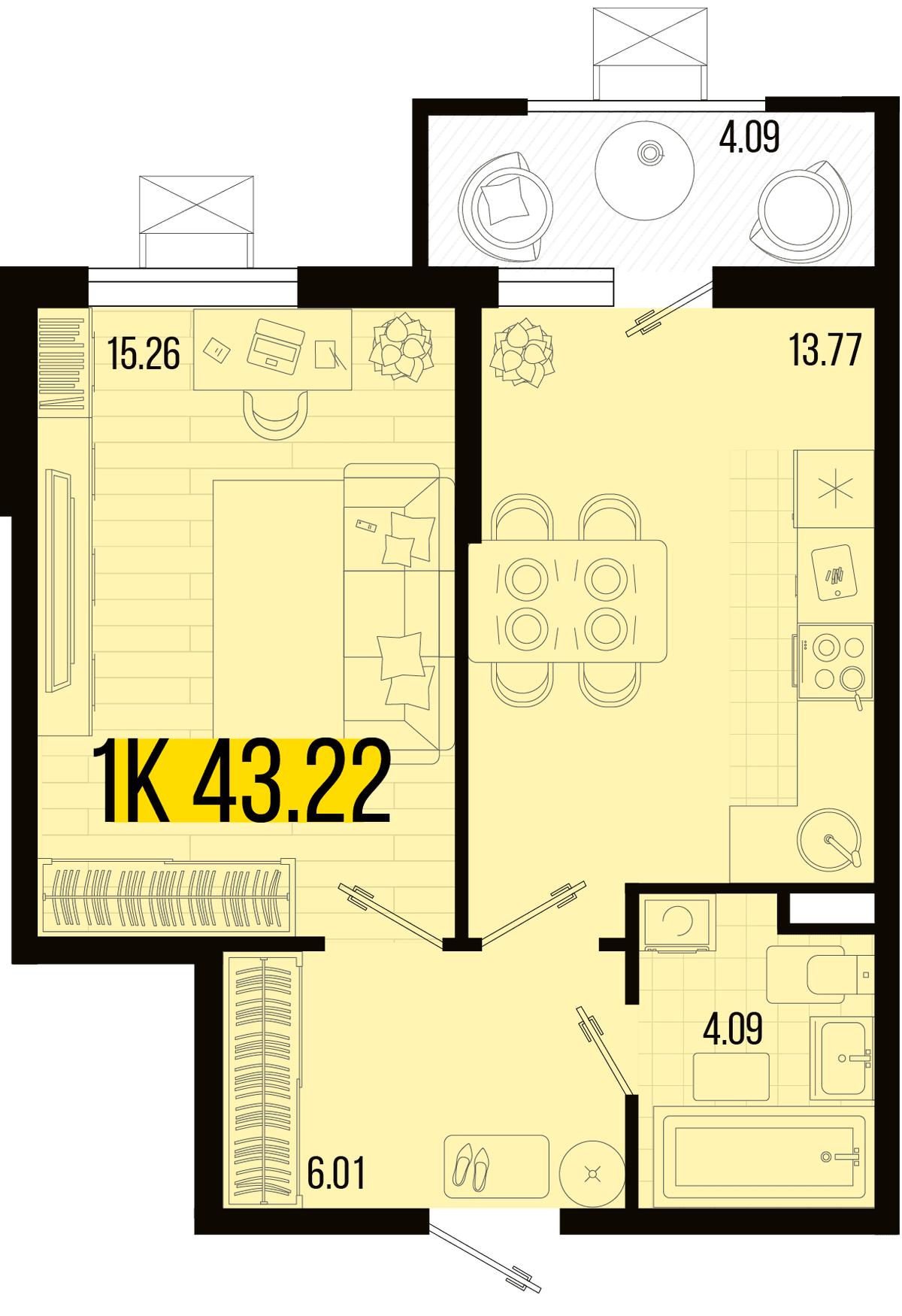 1-к, 41.55 м² · Цветной бульвар