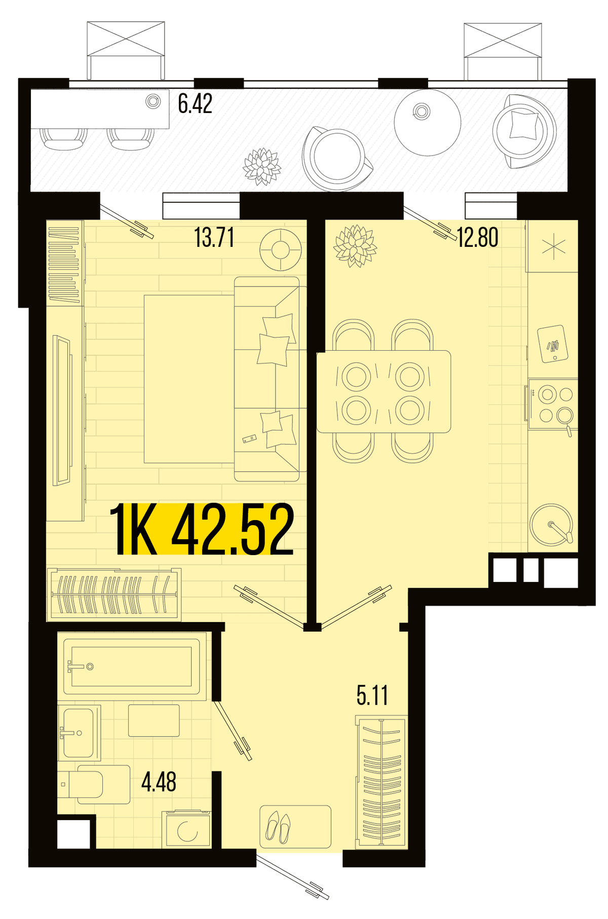 1-к, 39.75 м² · Цветной бульвар
