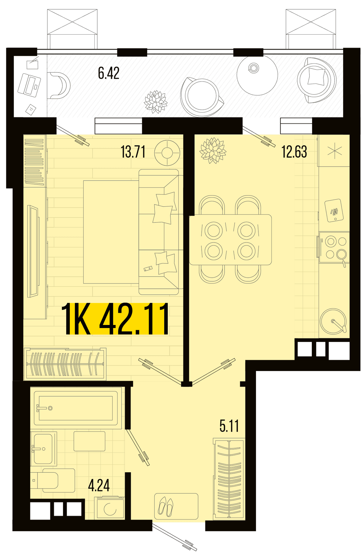 1-к, 39.45 м² · Цветной бульвар