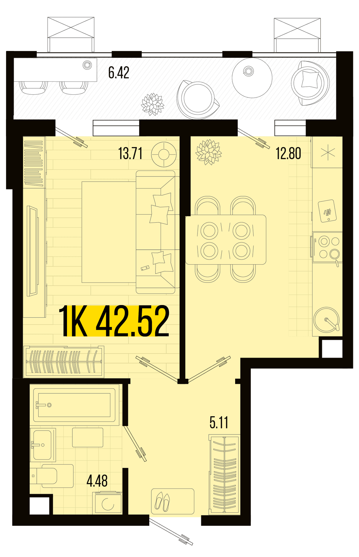 1-к, 39.95 м² · Цветной бульвар