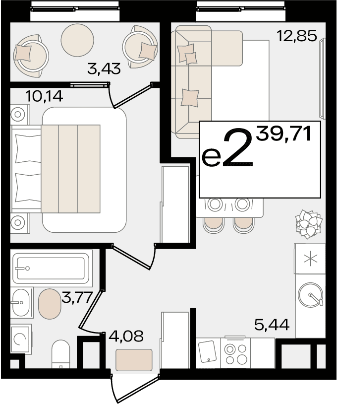 2-к, 39.71 м² · Патрики