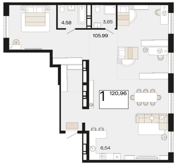 1-к, 120.96 м² · Патрики
