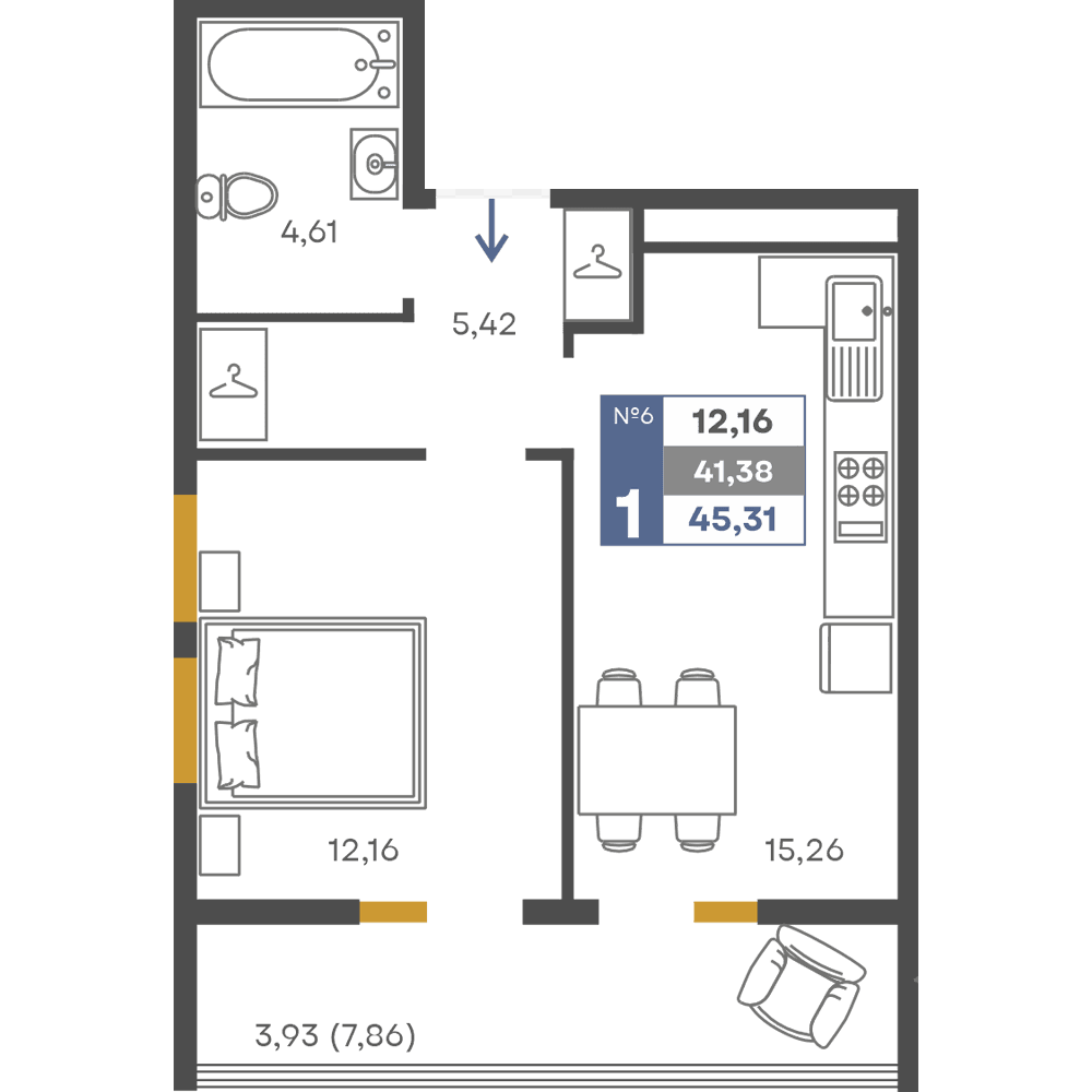 1-к, 41.38 м² · Сфера
