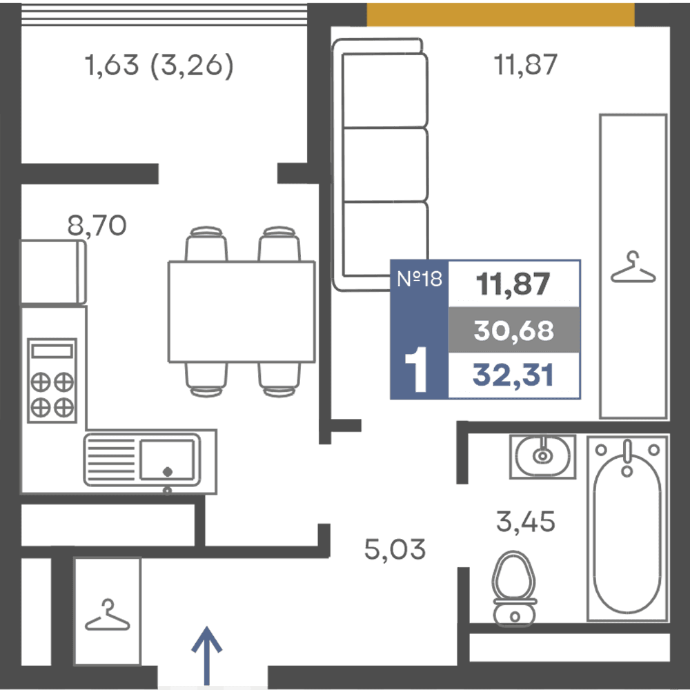 1-к, 30.68 м² · Сфера