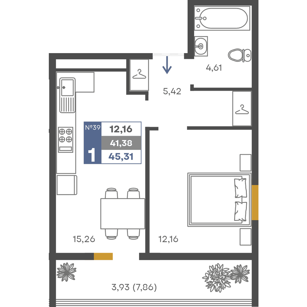 1-к, 41.38 м² · Сфера