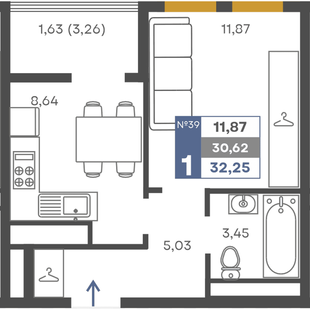 1-к, 30.62 м² · Сфера