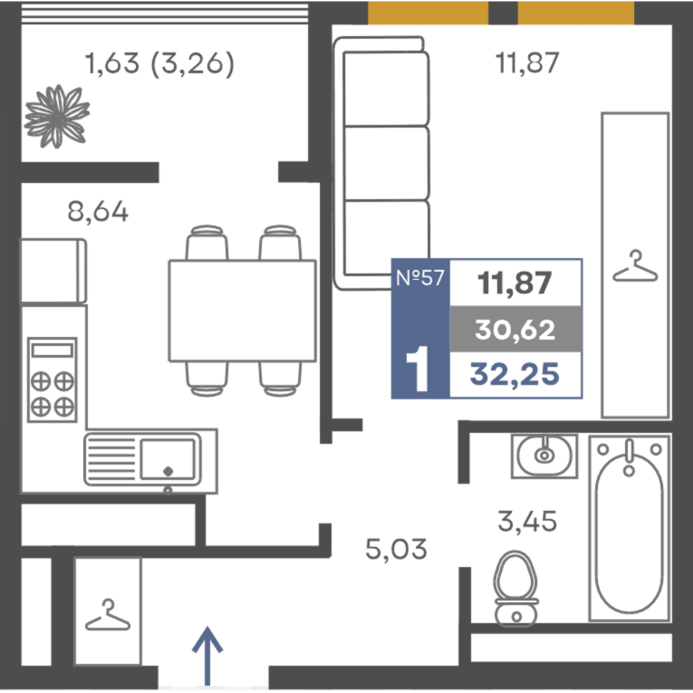 1-к, 30.62 м² · Сфера