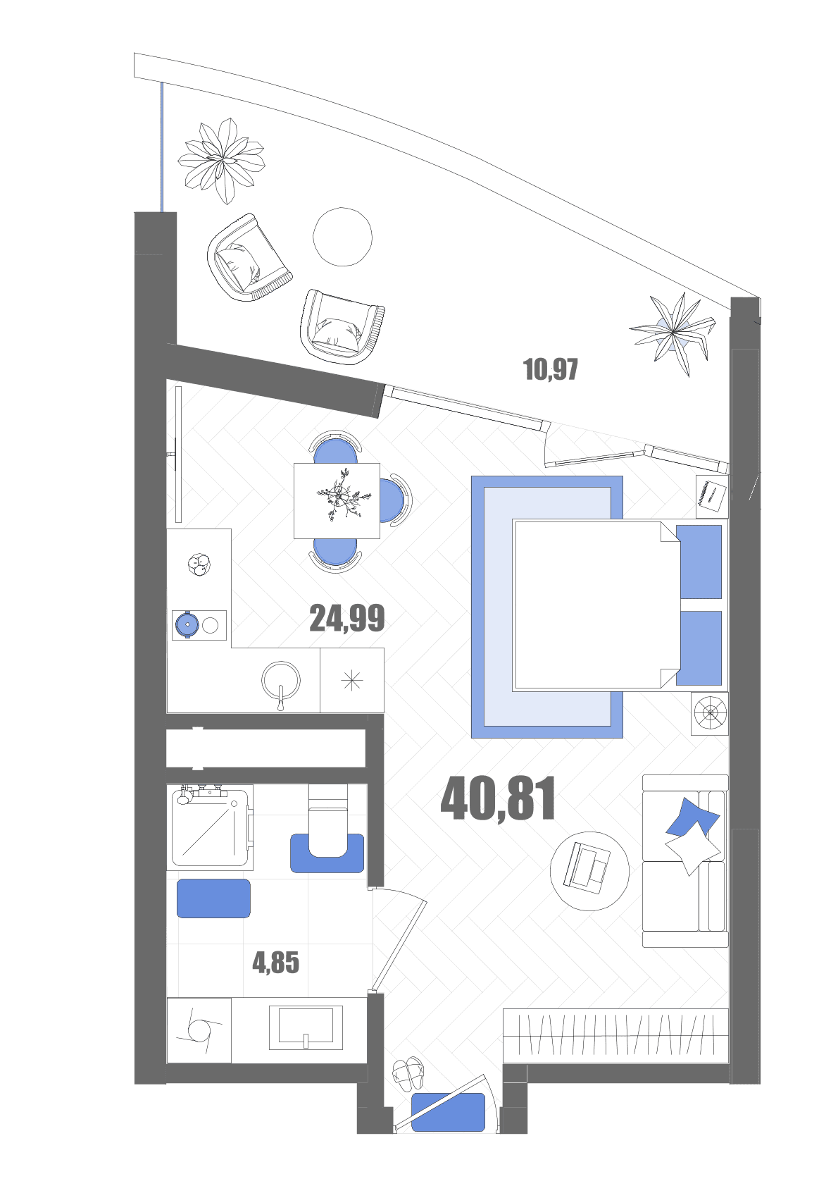 Студия, 40.81 м² · Мойнако Резорт
